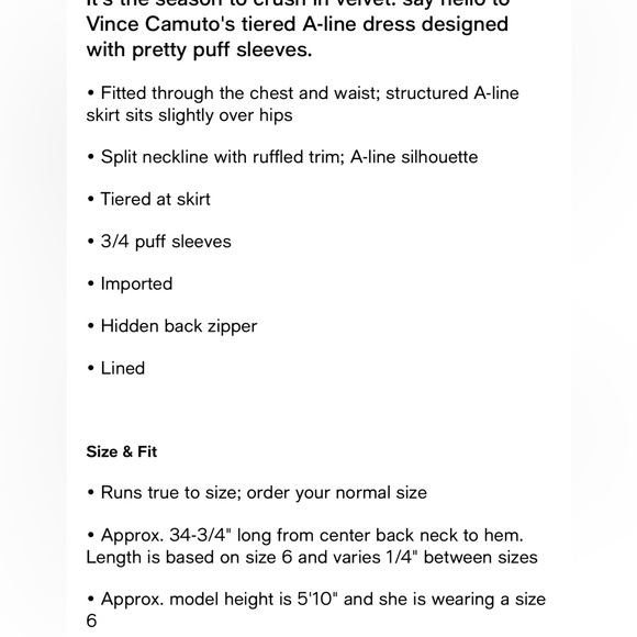 185. Vince Camuto Puff Sleeve Velvet tiered dress size 4 in hunter green - Picture 2 of 6